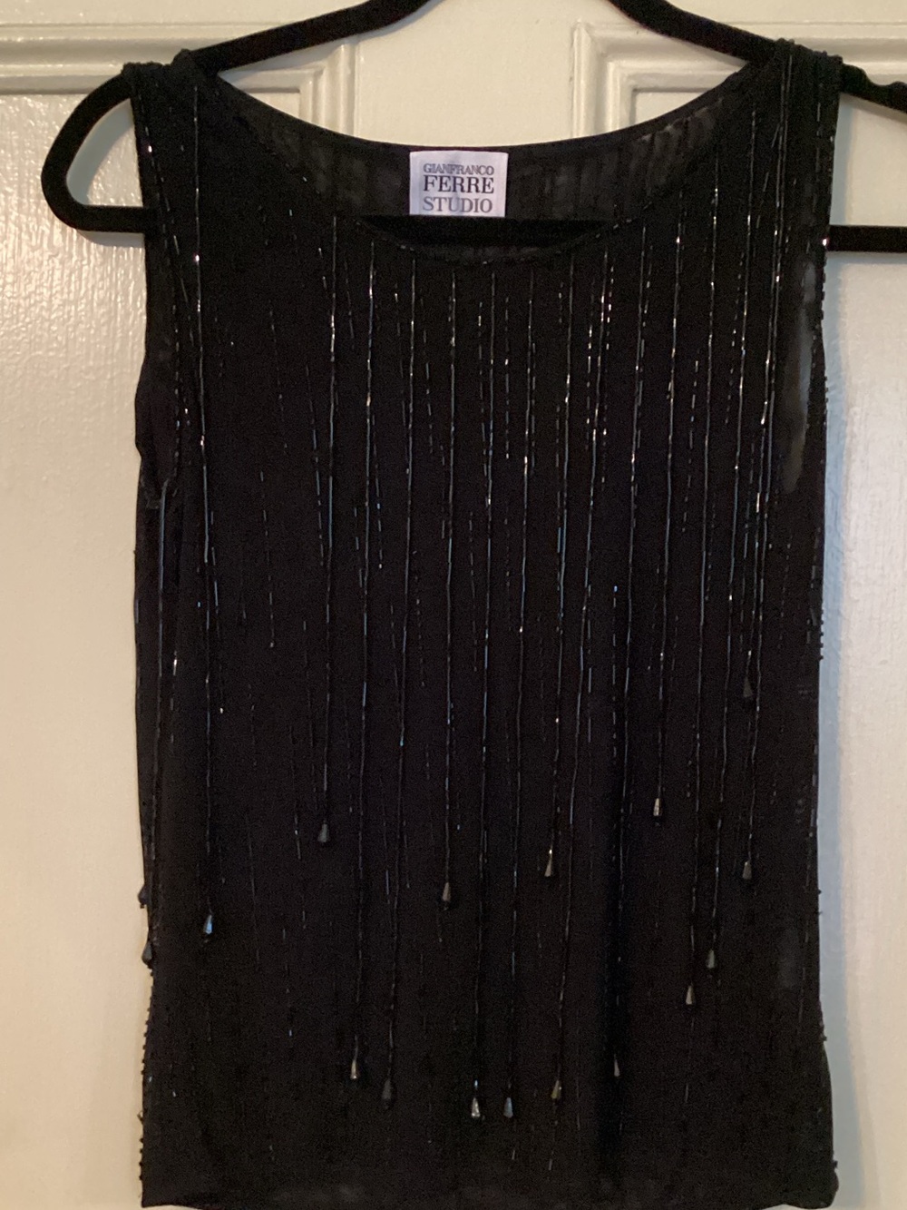 Gianfranco Ferré Black Beaded Tank Top